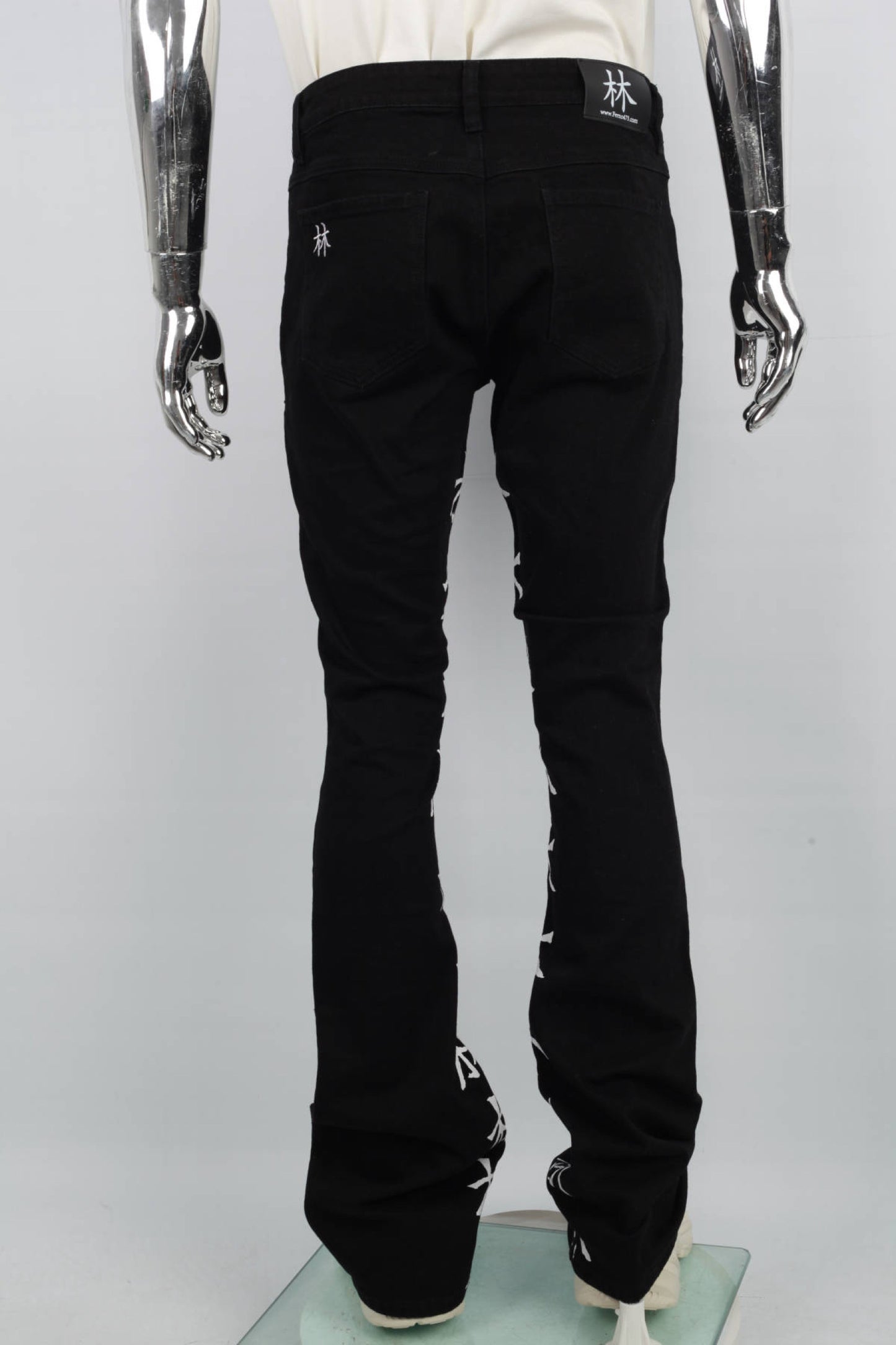 林 Ferno Print Stacked Denim Jeans (Black)