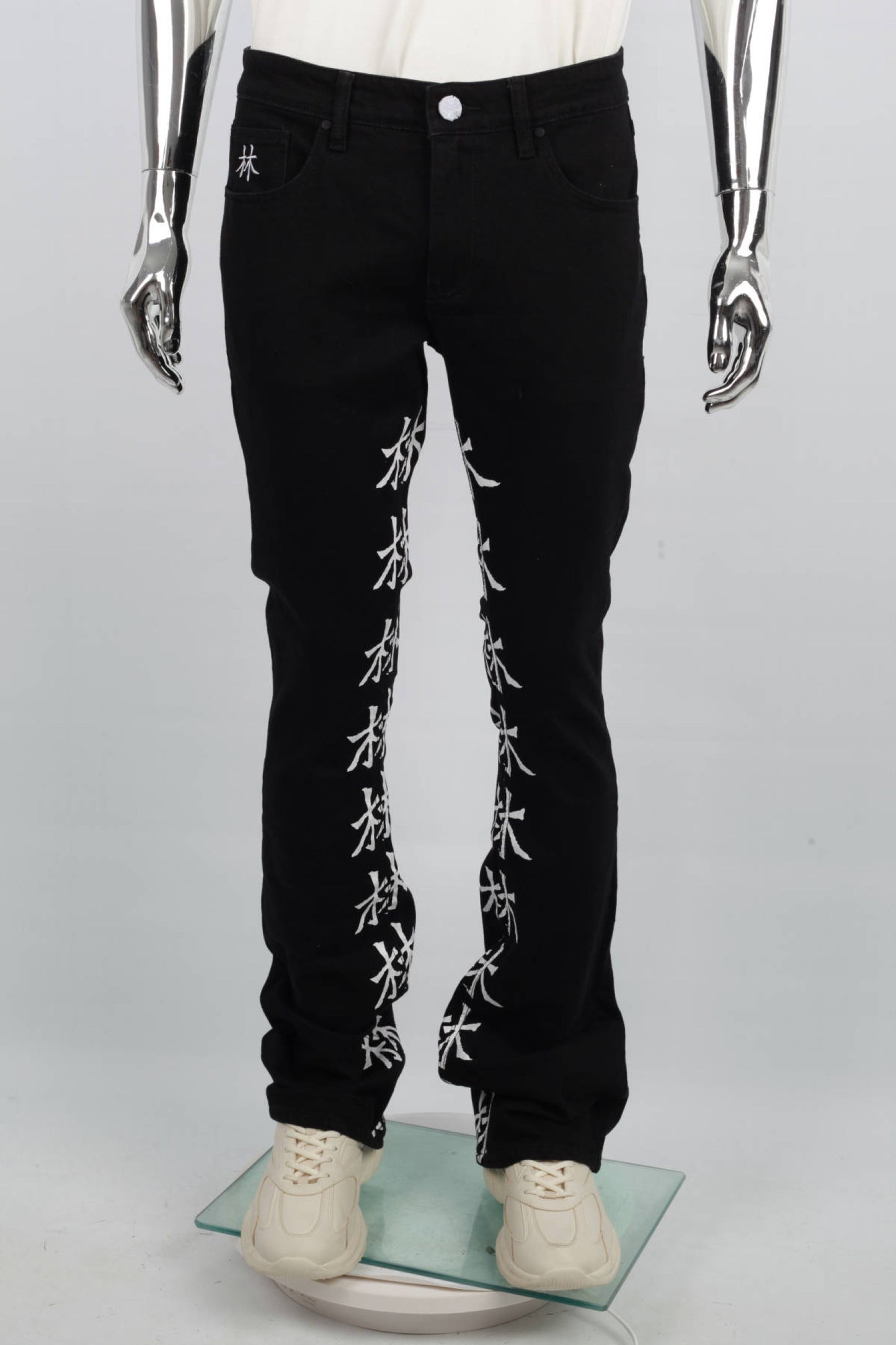 林 Ferno Print Stacked Denim Jeans (Black)