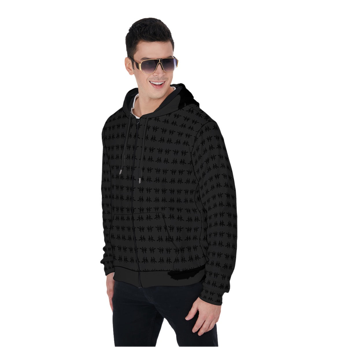 林 SHDW Print Zip Up Hoodie With Pocket