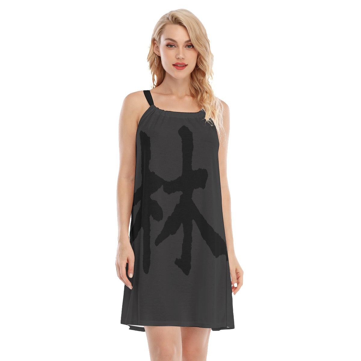 林 SHDW Print Women's O-neck Cami Dress