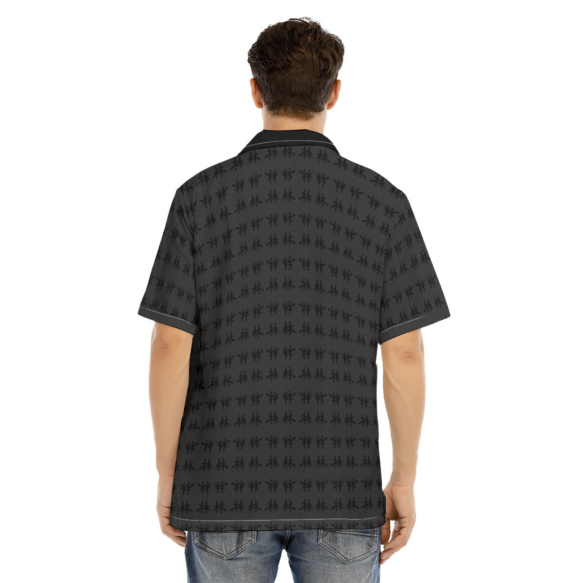 林 SHDW Print Men's Hawaiian Shirt With Button Closure