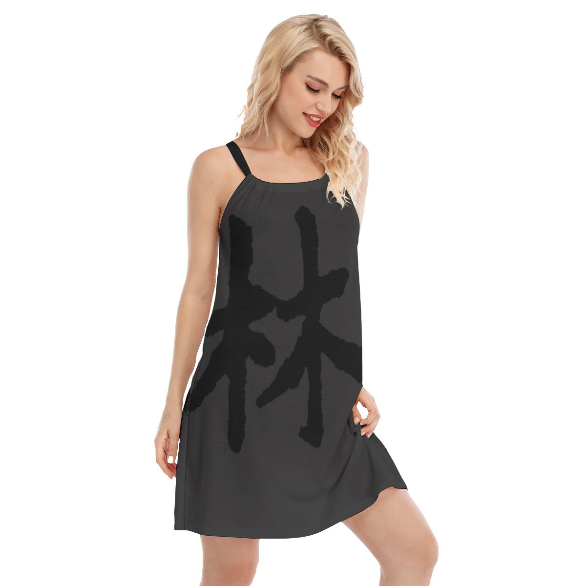 林 SHDW Print Women's O-neck Cami Dress