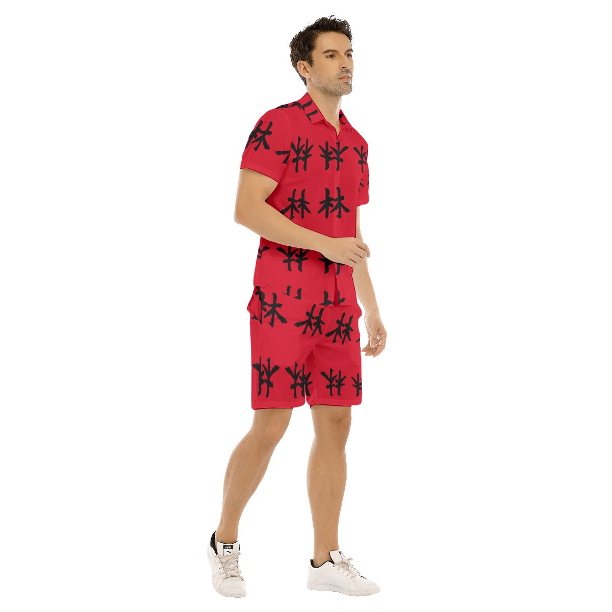 林 RED Ferno Print Men's Short Sleeve Shirt Sets