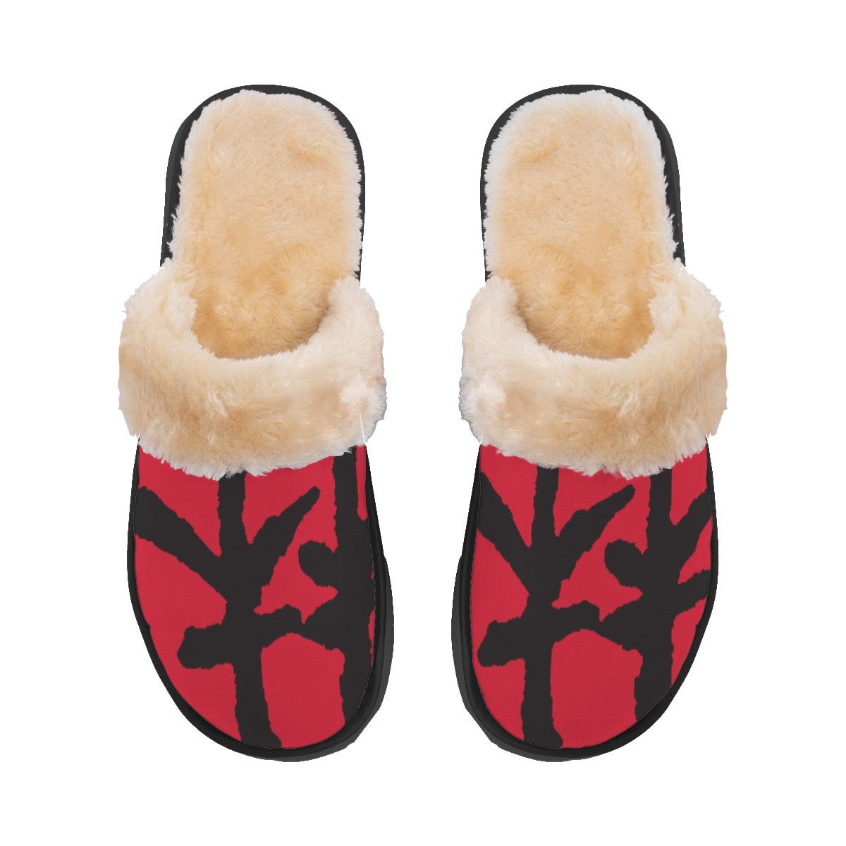 林 RED Ferno Print Women's Home Plush Slippers