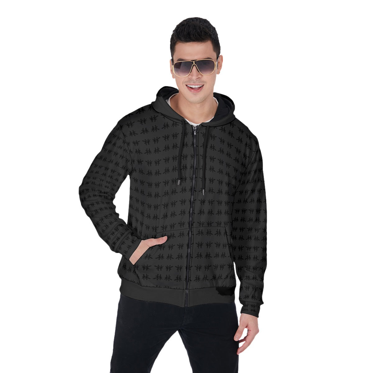 林 SHDW Print Zip Up Hoodie With Pocket