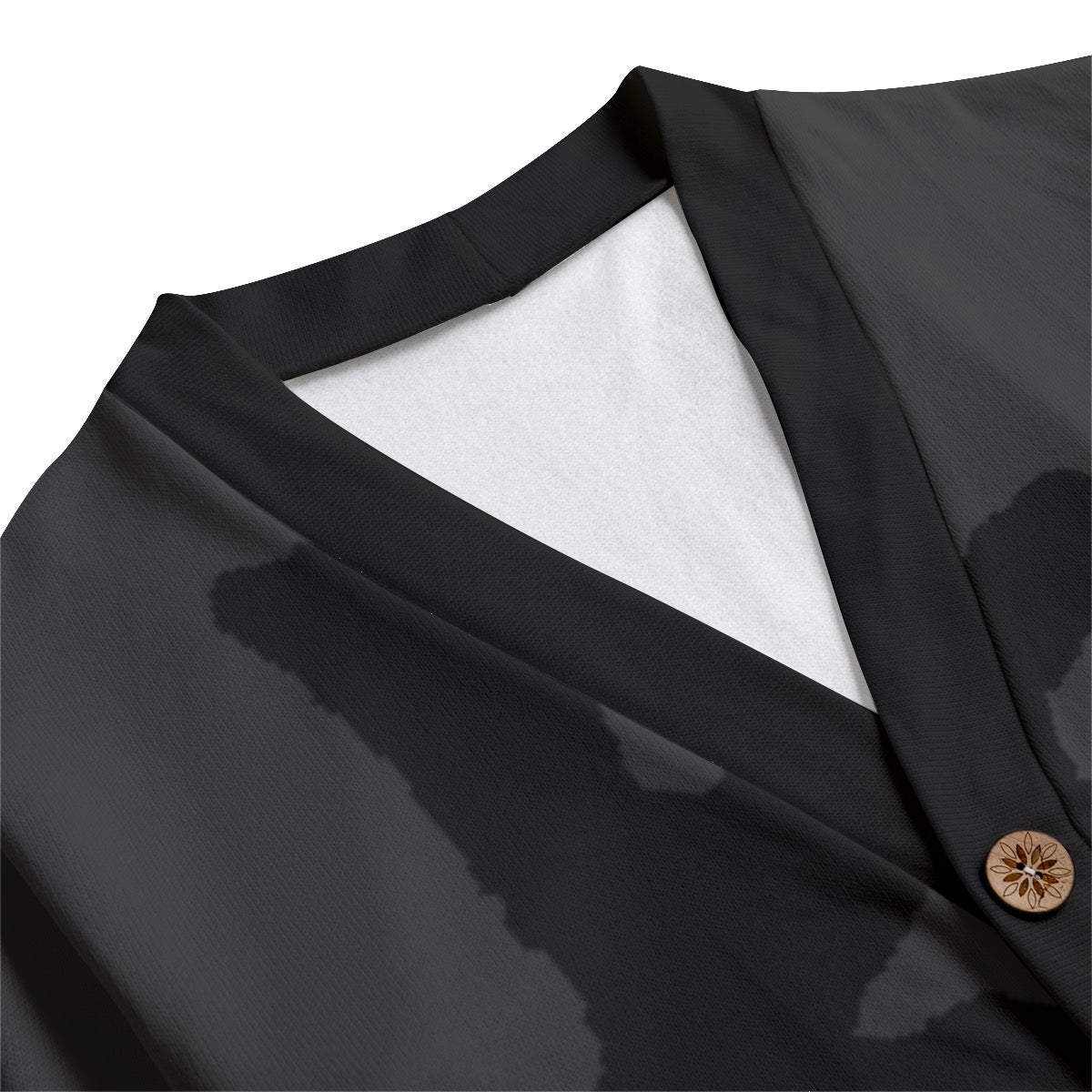 林 SHDW Unisex V-neck Knitted Fleece Cardigan With Button Closure