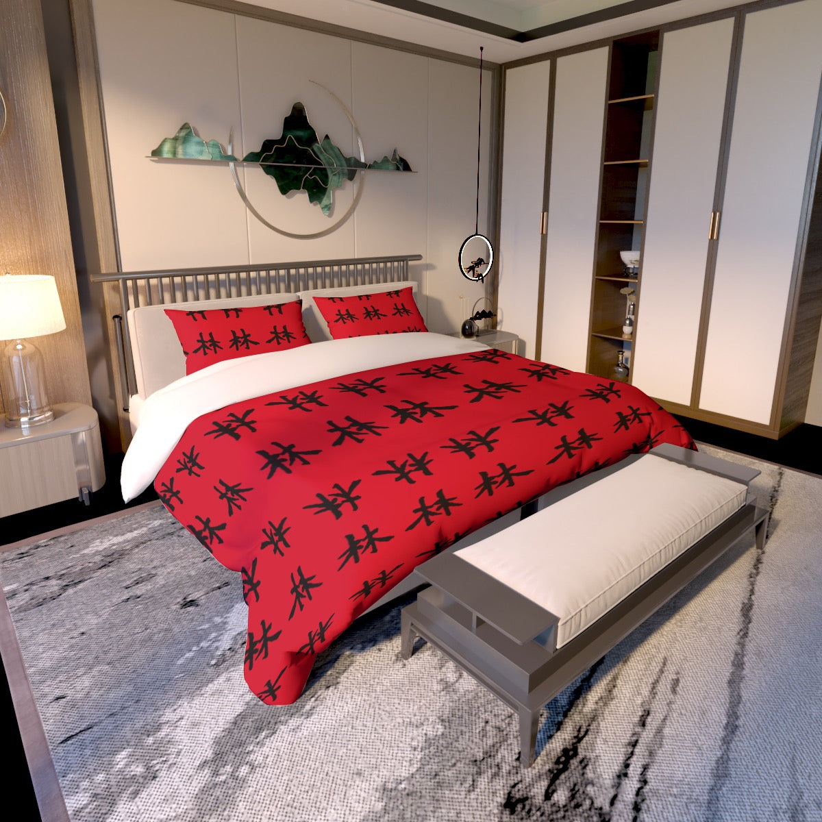 林 RED Ferno Print Quilt & Pillow Cases