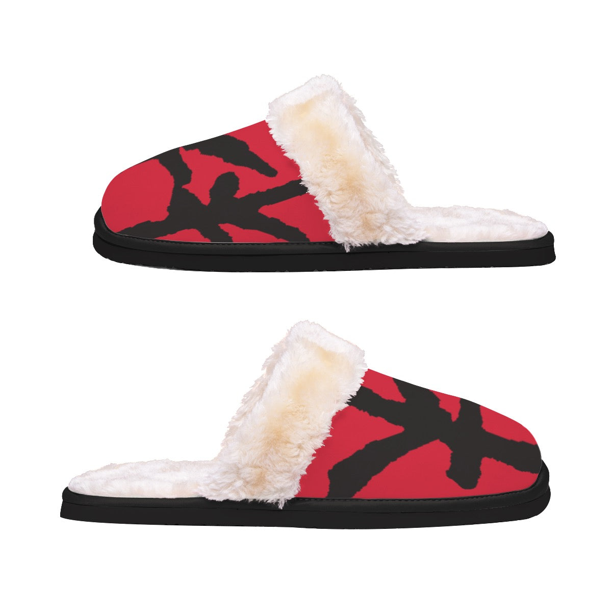 林 RED Ferno Print Men's Home Plush Slippers