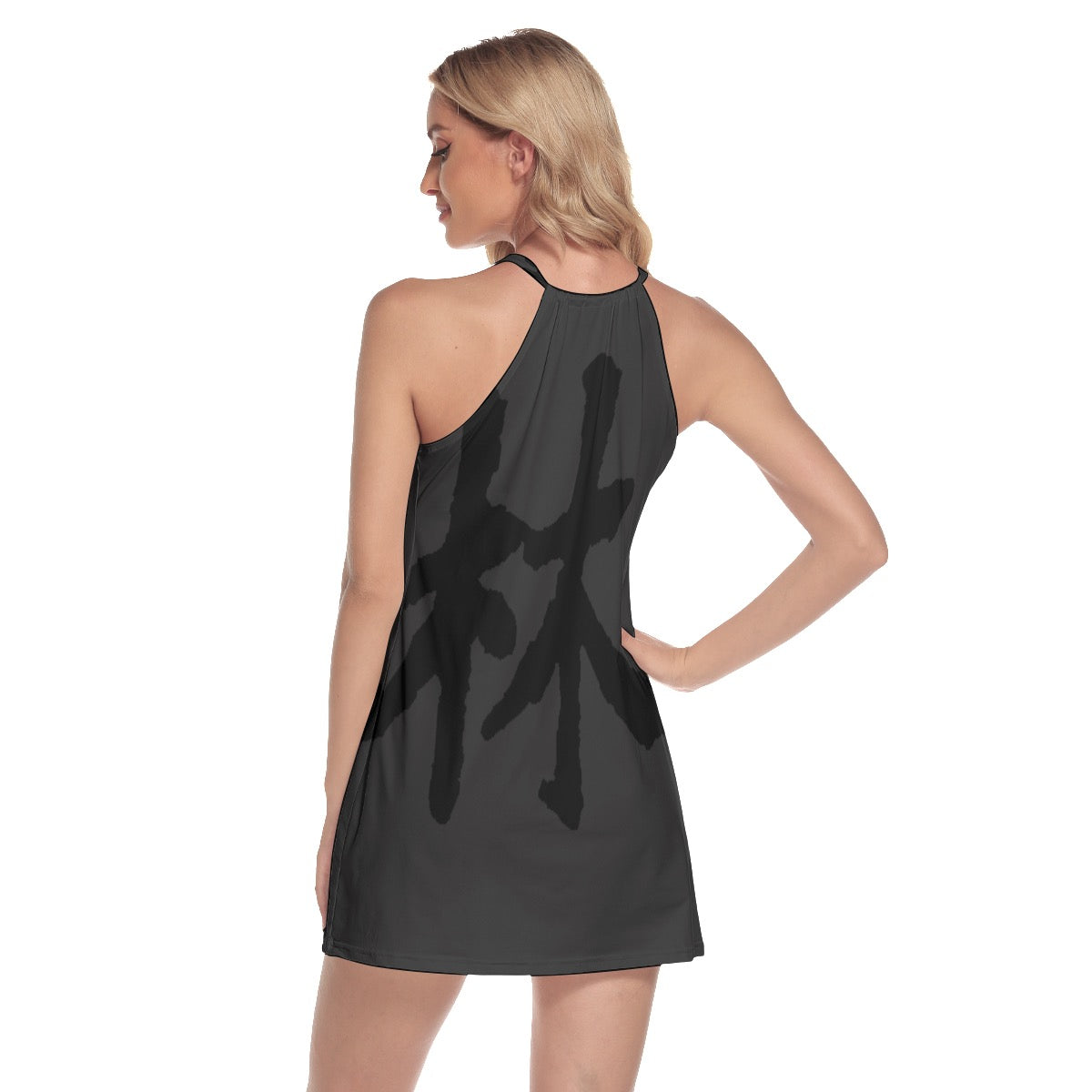 林 SHDW Women's Round Neck Above Knee Dress