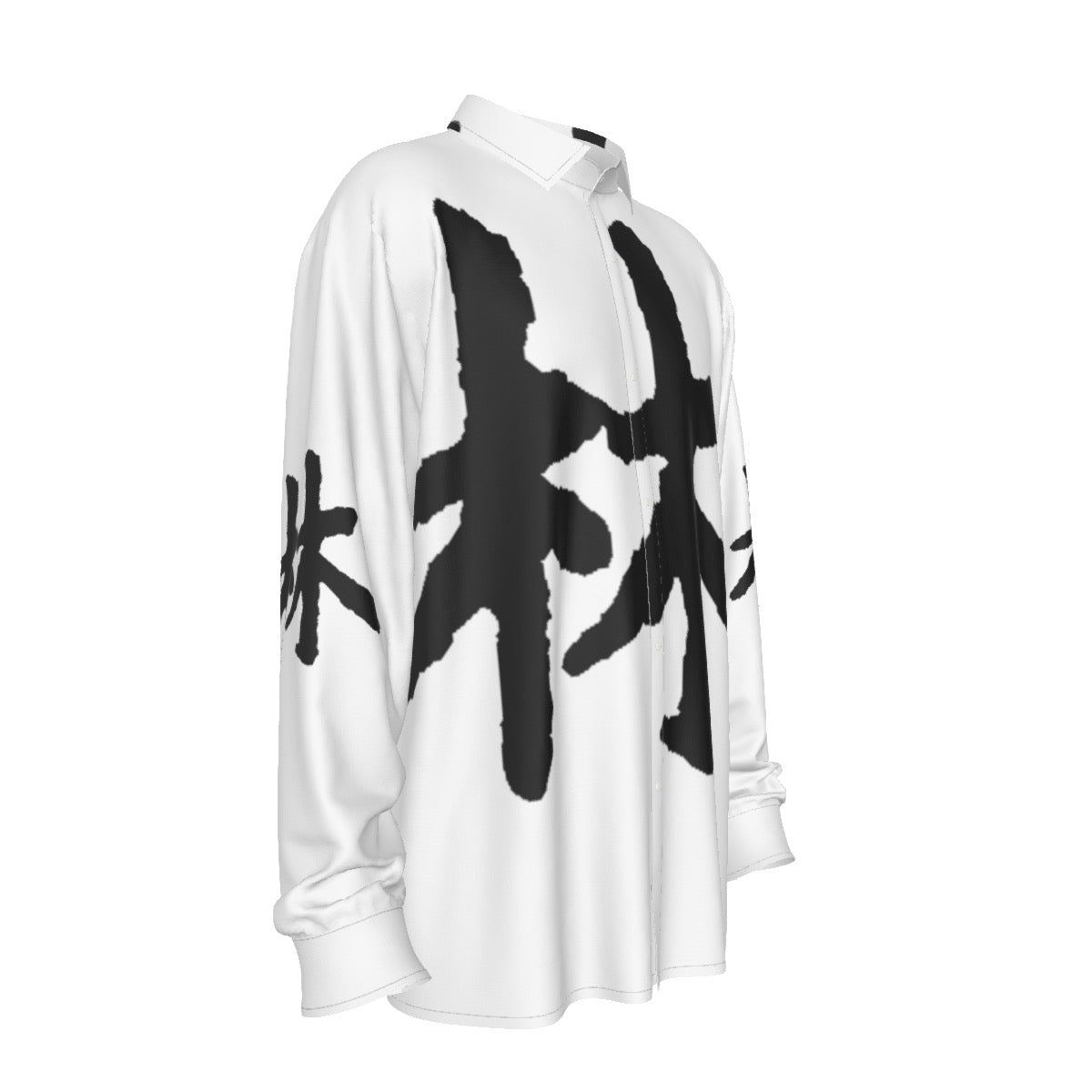 林 Ferno Print Men's Imitation Silk Long-Sleeved Shirt