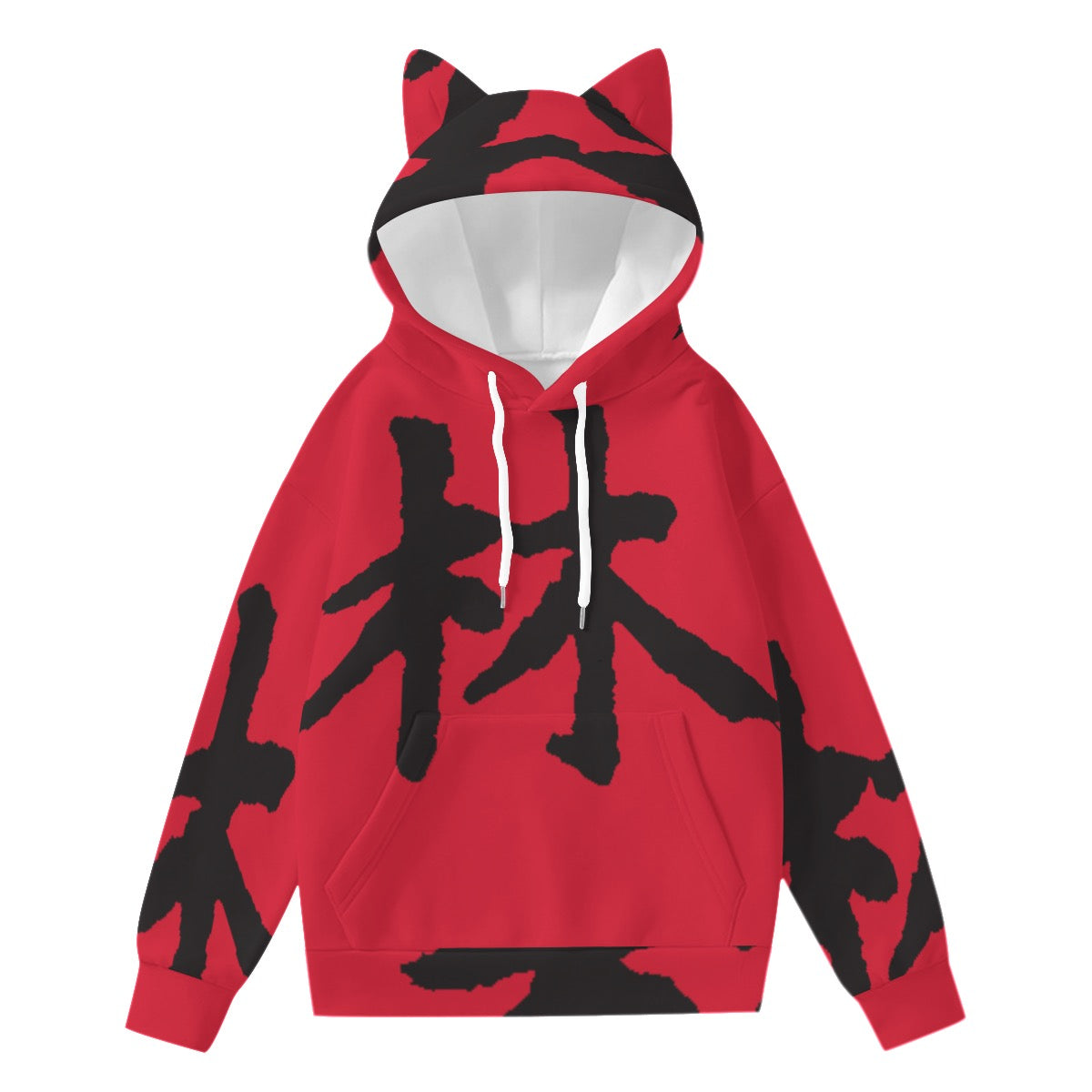 林 RED Ferno Print Women’s Hoodie With Cat Ears