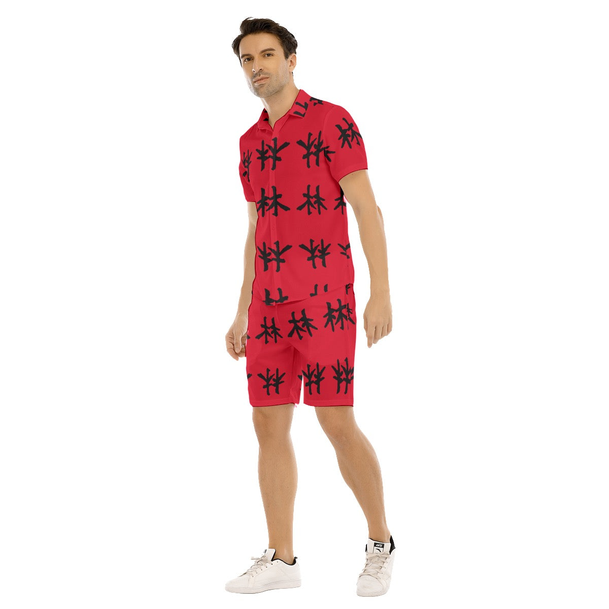 林 RED Ferno Print Men's Short Sleeve Shirt Sets