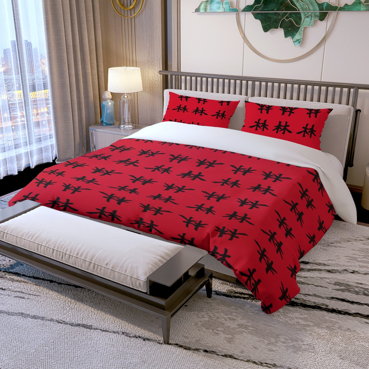 林 RED Ferno Print Quilt & Pillow Cases