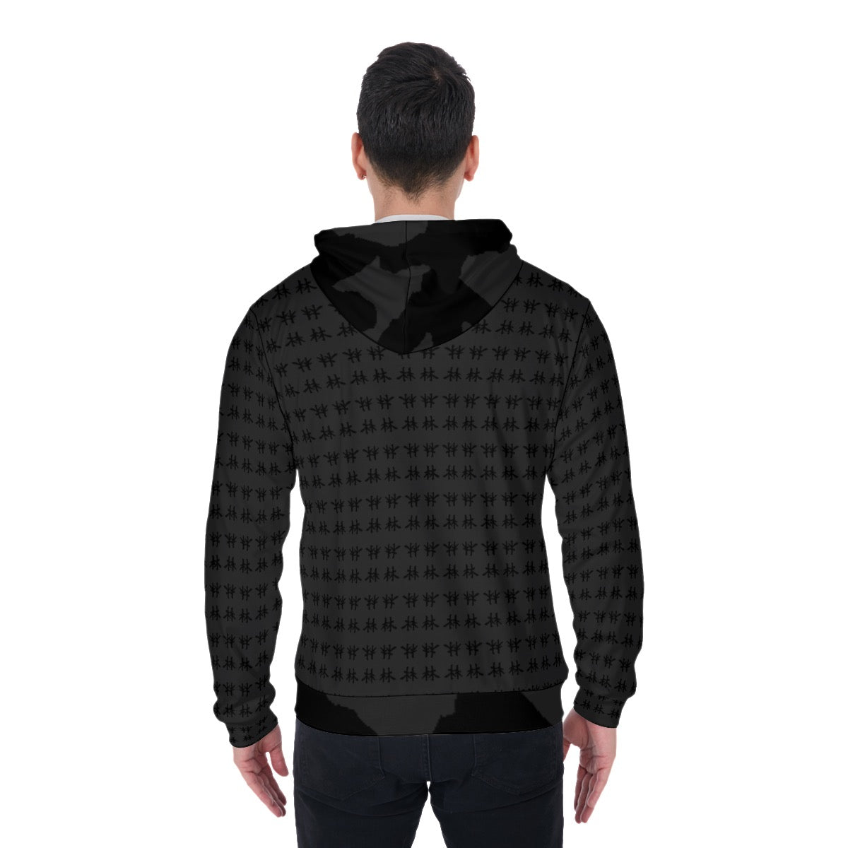 林 SHDW Print Zip Up Hoodie With Pocket