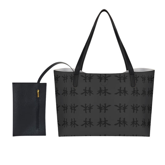 林 SHDW Print Shopping Tote Bag With Black Mini Purse