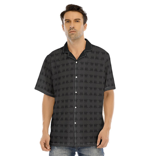 林 SHDW Print Men's Hawaiian Shirt With Button Closure