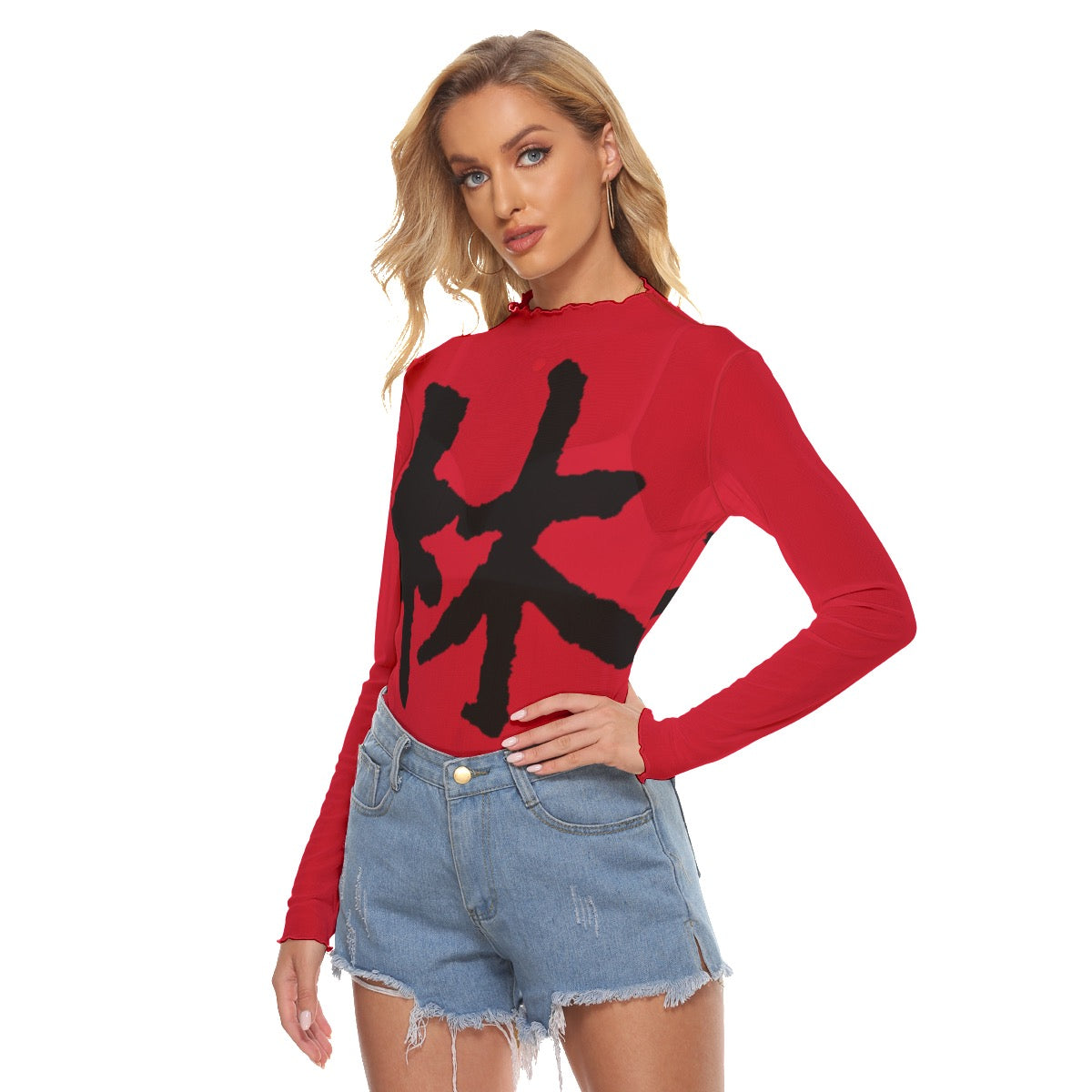 林 RED Ferno Print Women's Mesh T-shirt