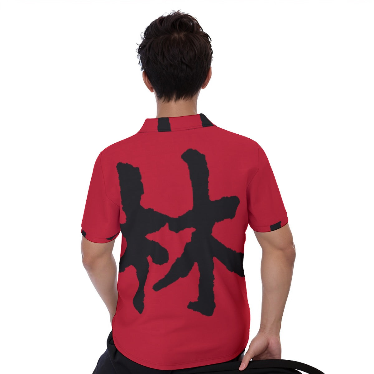 林 RED Ferno Men's Polo Shirt w. Zipper