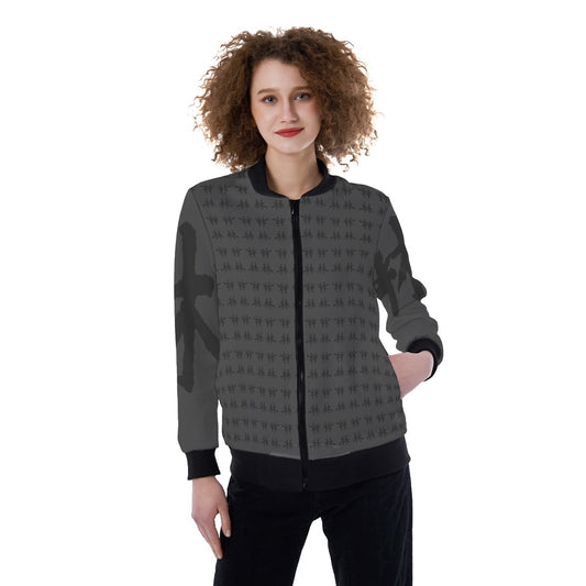 林 SHDW Print Women's Ribbed Stand-up Collar Jacket
