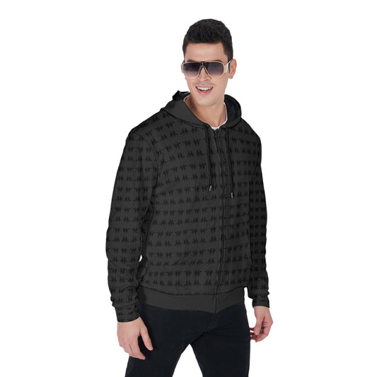 林 SHDW Print Zip Up Hoodie With Pocket