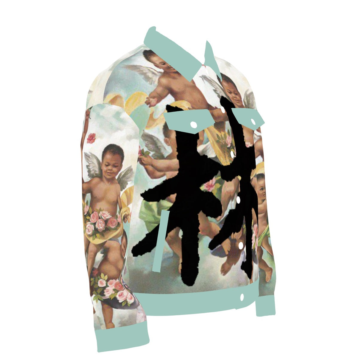 林 Guardian Angels Print Unisex Lapel Jacket | 245GSM Cotton