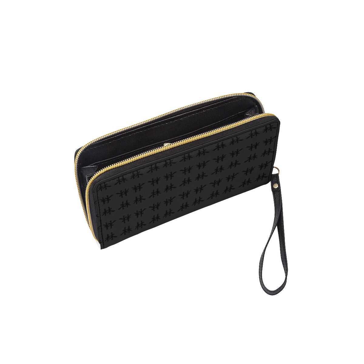 林 SHDW Print Long Wallet With Black Hand Strap