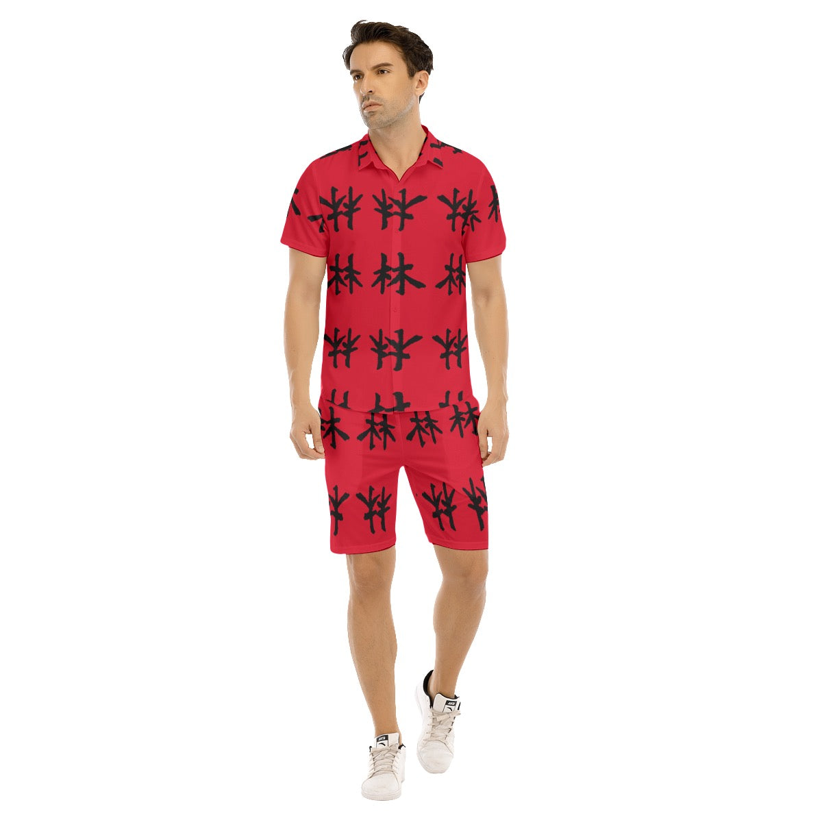 林 RED Ferno Print Men's Short Sleeve Shirt Sets