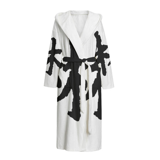 林 Ferno Print Unisex Flannel Hooded bathrobe