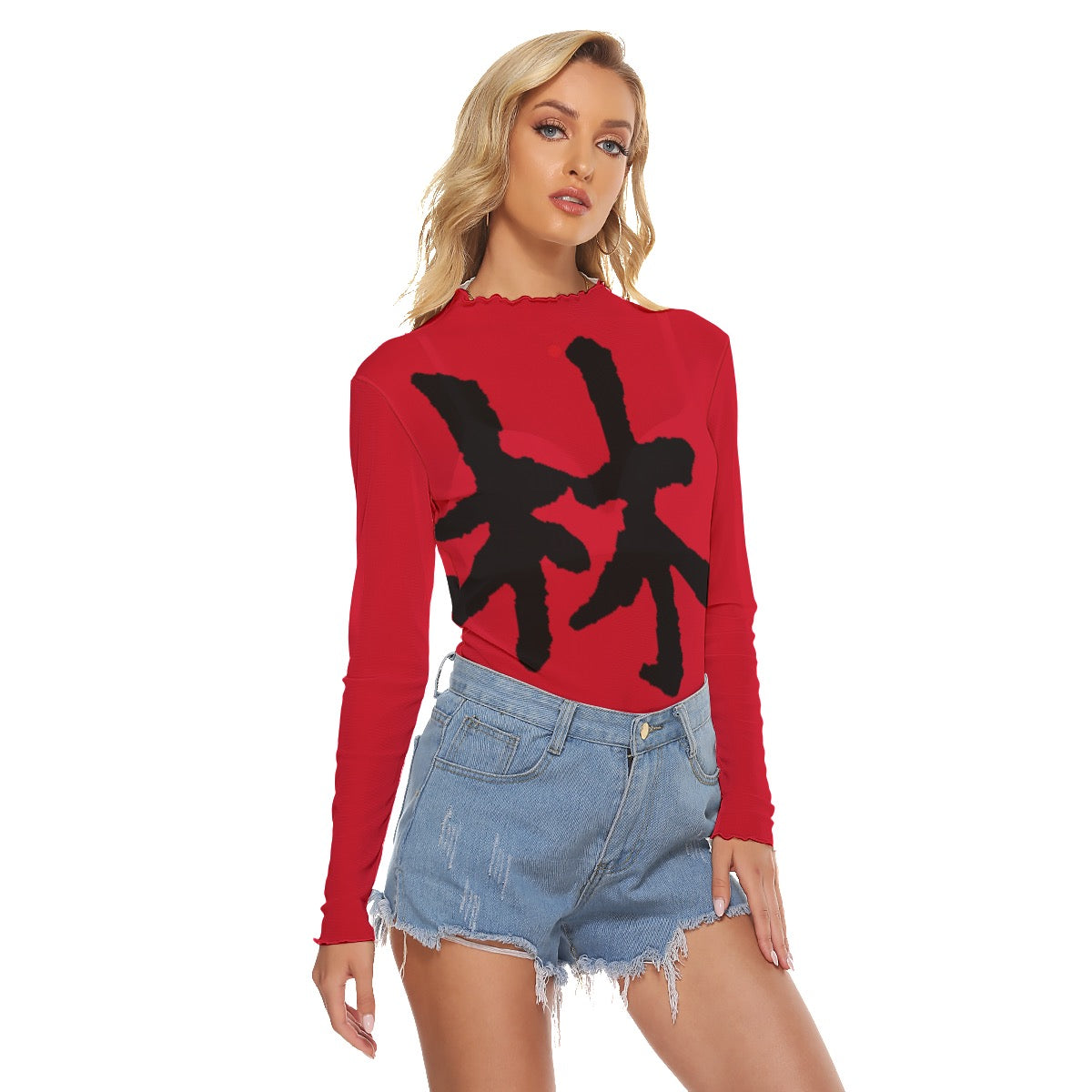 林 RED Ferno Print Women's Mesh T-shirt