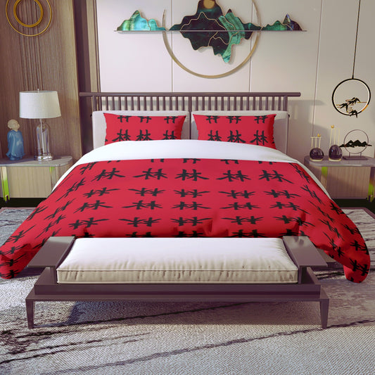 林 RED Ferno Print Quilt & Pillow Cases